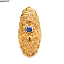 Annyoyo novo etíope azul pedra anel de casamento para mulher cor do ouro anel eritreia áfrica moda anel médio oriente jóias 2024 - compre barato