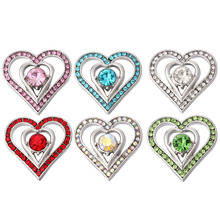 5pcs/lot New Love Heart Snap Button Jewelry Rhinestone Metal 18mm Snap Buttons Fit 20mm 18mm Snap Button Bracelet Necklace 2024 - buy cheap