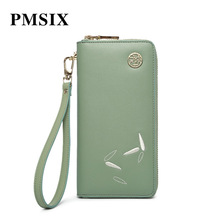 PMSIX Women Clutch Genuine Leather Casual Wallet Elegant Ladies Evening Bags Female Wallet Long Zipper Purse Clutch for Women 2024 - buy cheap