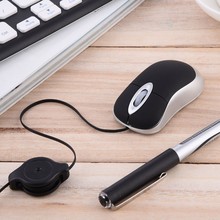 Mini ratón óptico de desplazamiento USB, Cable retráctil para ordenador portátil, PC, Notebook, sensor óptico de 800dpi 2024 - compra barato