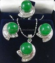 fine Lovely Wonderful Green gem Earrings Ring & Necklace Pendant Set AAA gem women's jewelry lady's Jewelry American style 2024 - buy cheap