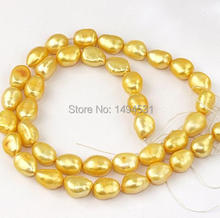 Wholesale Pearl Jewelry, Yellow Freshwater Cultured Pearl Beads Gem Loose Beads 8-9mm One Strand 15 Inches - Free Shipping 2024 - buy cheap