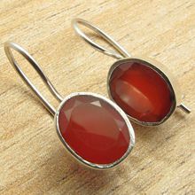 FIX WIRE Earrings !! Red CARNELIAN Gem !  Silver Overlay WOMEN'S Jewelry 2.0 cm 2024 - buy cheap