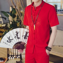 Ropa tradicional china para hombres, camisa con cuello blusa China mandarín wushu kung fu, atuendo tops, camisa de lino TA335 2024 - compra barato