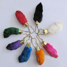 Free shipping natural rabbit foot for  lucky keychain 2024 - buy cheap