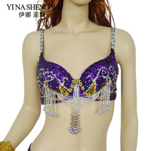 New Oriental Bead Belly Dancing Clothes Hanging Colorful Beads Bra For Women Belly Dancing Bra Tops Sequins Beaded Dance Bra Top 2024 - buy cheap