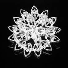 radiation flowers Silver Plated Brooch Rhinestone Brooches For Female Pins Lapel Women Wedding Scarf Clip Collar Tips Hijab Pin 2024 - buy cheap