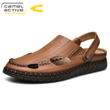 Camel active sandália masculina de couro legítimo, sandália casual para praia ou piscina, sapato antiderrapante para homens, verão 2019 2024 - compre barato