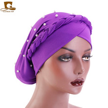 New Bohemian style cap Women Beaded braid  Bandanas Headwear Cap Muslim Turban Hair Accessories Fashion Ladies Chemo Cap 2024 - buy cheap