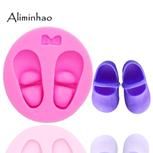 B0146 Baby shoes and bow shape Cake dessert Sugarcraft Silicone mould chocolate fondant cake decorating tools Resin Clay 2024 - buy cheap