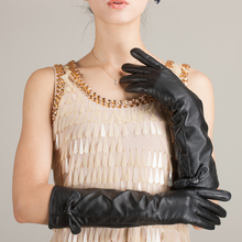 2017 women's design winter Opera long fashion evening Leather gloves genuine leather sheepskin gloves 2024 - buy cheap
