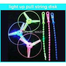 (10 pieces/lot)Free Shipping Pull String Led Flying Dics Flash Led Light Ufo Toy Night Market Hot-Selling For Children 2024 - buy cheap