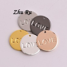 Colgantes redondos con letras talladas de amor para mujer, 10 uds., ZHU RU, 12mm, Charms para hacer joyas, accesorios, manualidades, bricolaje 2024 - compra barato