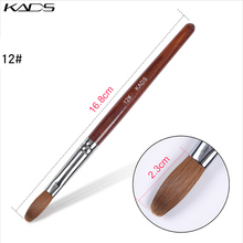 12# Kolinsky Sable Acrylic Nail Art Brush with Red Wood Handle Professional Manicure Crimped Pen for Gel Builder Brush 2024 - buy cheap