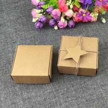 50PC/Lot 6.5*6.5*3cm Kraft paper Gift Boxes With Pentagram Tags Jewelry Carry Case Blank Power Box For Gift 2024 - buy cheap