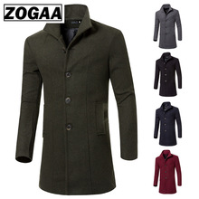 Мужское шерстяное пальто ZOGAA, зимнее шерстяное пальто в британском стиле средней и долгосрочной длины, ветровка для отдыха, мужское теплое пальто 2024 - купить недорого