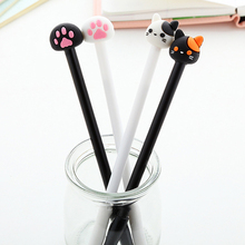 Bolígrafos de Gel con diseño de gato adorable, bolígrafos de tinta negra de 0,5mm, material escolar Kawaii de dibujos animados, papelería para estudiantes, 4 unids/lote 2024 - compra barato