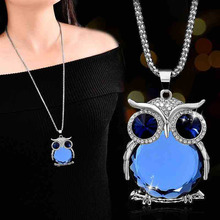 Women Sweater Chain Necklace Owl Design Rhinestones Crystal Pendant Chain Long Necklaces Jewelry Ornaments Exquisite Trinket O36 2024 - buy cheap