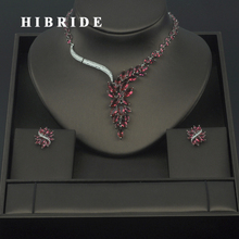 HIBRIDE Fashion New White Gold Color Fashion Top Quality Wedding Jewelry Sets, AAA CZ  Bridal Earrings and Necklace Sets S030 2024 - buy cheap