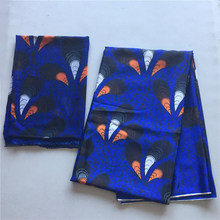 Tela de seda de imitación Africana BlackWin digital azul real 4 yardas de tela de audel + 2 yardas de gasa para mujeres vestido gratis shipping-J5 2024 - compra barato