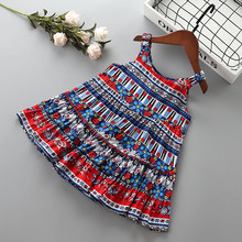 0-5 year High quality girl dress 2019 new summer fashion beach flower ruched kid children girl clothing party princess dress 2024 - buy cheap