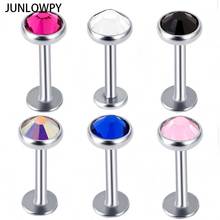 JUNLOWPY 10pcs/lot Internally Thread 3/4/5mm Top Labret Ring 6/8/10m Steel Bar Tragus Ear Body Jewelry Lip Piercing Labret Ring 2024 - buy cheap