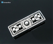 Doreen Box hot-  20 Silver Color 3Holes Rectangle Spacers Beads 26x9mm  (B05913) 2024 - buy cheap