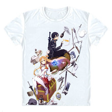 Camisetas De Sword Art Online, camisas de Manga corta de Anime, Kirigaya, Kazuto, Narusaka, Kazuto, Kirito, espadachín, Cosplay 2024 - compra barato