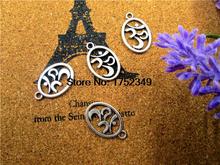 25 uds.-OM Charms, pendientes antiguos tibetanos de tono plateado con símbolo de Yoga de 2 lados, 22x14mm 2024 - compra barato