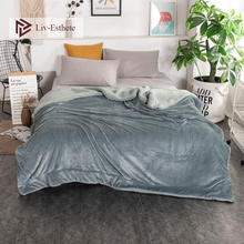 Liv-Esthete Warm Thick Sherpa Throw Gray Blanket Weighted Flannel Fleece Blanket Queen King Adult Summer For Bed Or Couch 1PCS 2024 - buy cheap