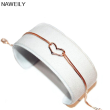 NAWEILY Fashion Hollow Heart Bracelets For Women Brand Simple Wild Double Chains Bracelets & Bangles  Jewelry Gift NWLJ4415 2024 - buy cheap