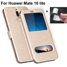 Funda de cuero PU con tapa para Huawei Mate 10 lite, carcasa con ventana abierta de 5,9 pulgadas, de lujo, Mate10 lite 2024 - compra barato