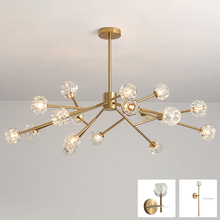 Candelabro LED de rama de árbol, lámpara colgante moderna de cristal G9, color cobre dorado europeo 2024 - compra barato