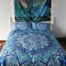 Juego de ropa de cama Bohemia, fundas de almohada con estampado Floral de Cachemira, juego de funda nórdica de 3 piezas, colcha con Mandala Hippie de la India azul cielo, 4 tamaños 2024 - compra barato