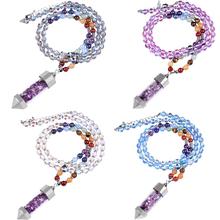 SUNYIK Purple Crystal Chips Wish Bottle Pendulum Necklace for Unisex,Chakra Pyramid Point Dowsing Divination Bead Chain jewelry 2024 - buy cheap