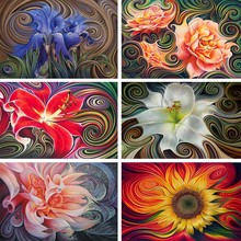 5D DIY Diamond Painting Cross Stitch Round Rhinestone Beautiful abstract flowers Pictures Diamond Embroidery Mosaic Home Decor 2024 - buy cheap