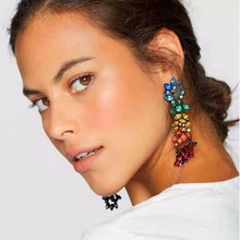 2021 New ZA Colorful Crystal Dangle Drop Earrings  Layered Long Statement Earring For Women Trendy Jewelry 2024 - buy cheap
