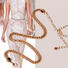 Sexy Chain Belt For Women Gold Plated Thin Waistband Metallic Gold Belt Body Chain Accessories Women's Belt Hot Sale 2024 - buy cheap