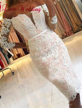 New Fashion Strapless Three Quarter Sleeves Lace Applique Knee Length Cocktail Dress Custom made Short Party Cocktail Gown 2024 - buy cheap
