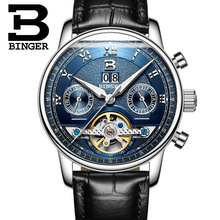 BINGER new men leather watch wrist original luxury top brand big automatic fashion sports Mechanical watches relogio masculino 2024 - buy cheap