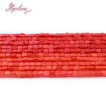 Contas de pedra natural formato de quadrado, 3mm coral, vermelho, laranja, miçangas suaves para faça você mesmo, colar, pulseiras, brincos, joias, 15 ", frete grátis 2024 - compre barato