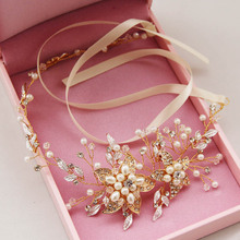 TREAZY-accesorios nupciales para el cabello para boda, diadema elegante de flores de cristal de perlas de imitación, joyería de Color dorado/plateado 2024 - compra barato