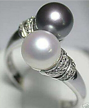 Free shipping 0x Noblest  GP 8mm Real White Black South Sea Shell Pearl Ring Size 7 8 9  can choose 2024 - buy cheap