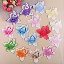 New arrival 10 pcs Colorful flowers Embroidered patches iron on Jeans coat T-shirt bag shoe hat Motif emblem accessory diy 2024 - buy cheap
