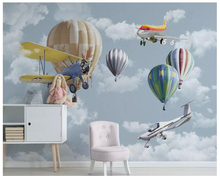 Beibehang обои в скандинавском минималистичном стиле ручной работы мультяшный самолет воздушный шар для детской комнаты фоновая стена худы красота 2024 - купить недорого
