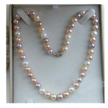 Бесплатная доставка! Многоцветное Жемчужное Ожерелье Akoya 7-8 мм, длинное ожерелье 18 дюймов, жемчужное ожерелье, жемчужные украшения 2024 - купить недорого