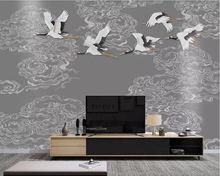 Papel de parede com guindaste voador em estilo chinês, decoração de casa e restaurante para sala de estar, sofá e tv 2024 - compre barato