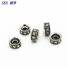 50 PCS 6/8/10/12/14mm Metal Alloy Antique Silver Color Spacer Beads Hole Beads DIY Flat Beads For Jewelry Making 2024 - buy cheap