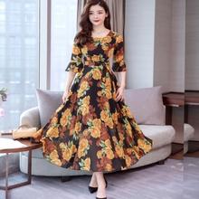 Flare Sleeve Dresses Printing Floral Summer Beach Dress Chiffon Boho Slim Women Clothing Long Dress 3XL Plus Size DV349 2024 - buy cheap