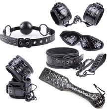 Puppy play Tied Ultimate Bondage Kit,blindfold, ball gag, collar, wrist and ankle cuffs, paddle spanking sex toys 2024 - buy cheap